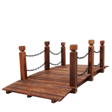 Gardeon Wooden Garden Bridge with Rustic Chain 160cm Burnt Fir