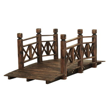 Gardeon Fir Wood Garden Bridge 150cm Arched Rustic 200kg