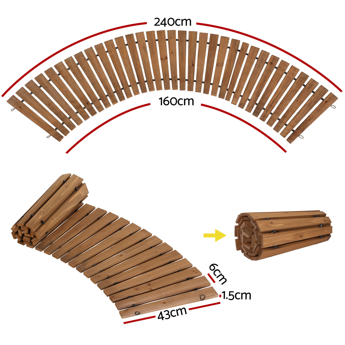 Gardeon Cedar Garden Roll-Out Walkway 240cm Brown