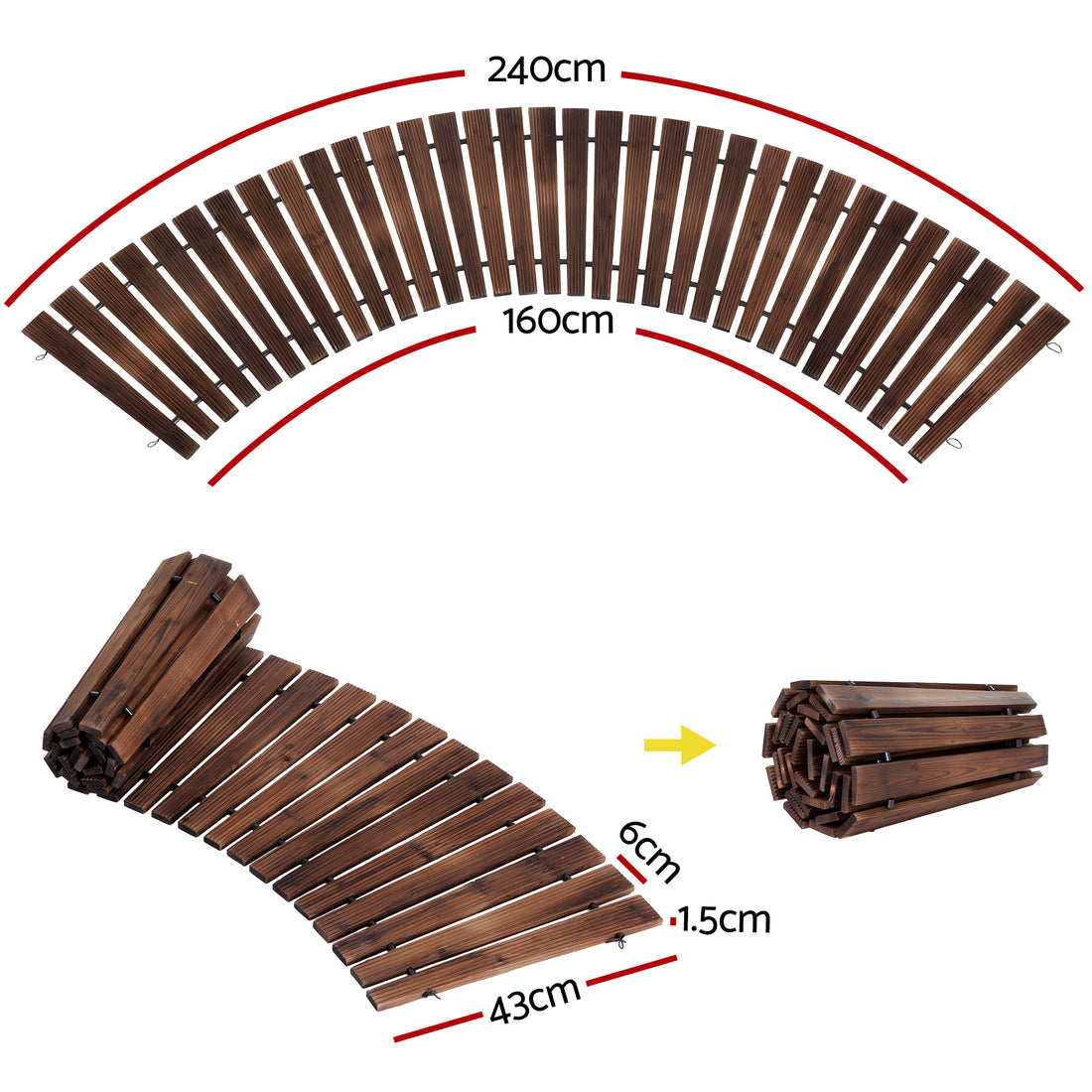 Gardeon Cedar Garden Roll-Out Walkway 240cm Charcoal Brown