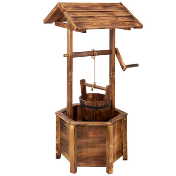 Gardeon Wooden Wishing Well Fir Wood Hexagonal Base