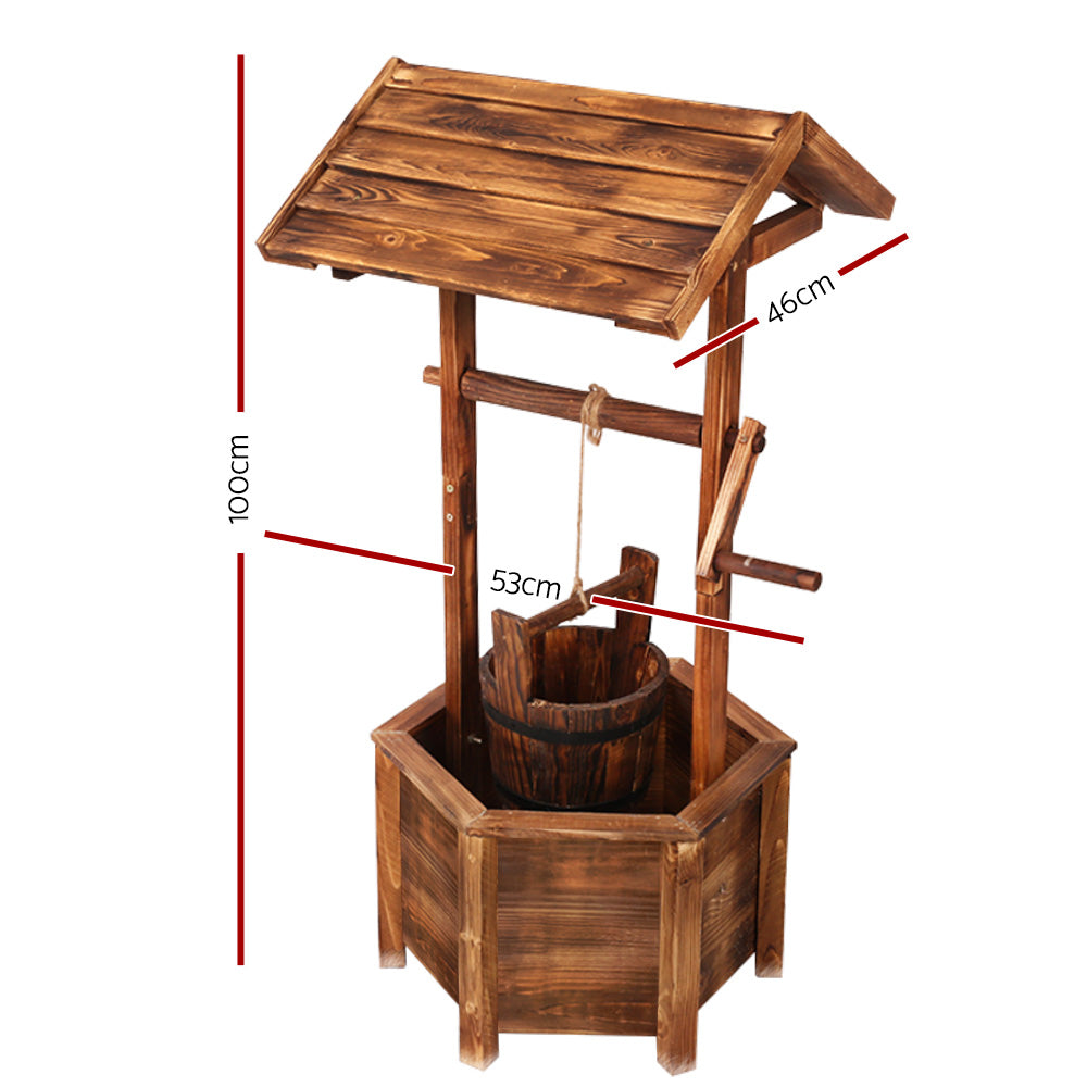 Gardeon Wooden Wishing Well Fir Wood Hexagonal Base