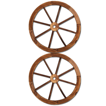 Gardeon Wooden Wagon Wheel Garden Decor 60cm Fir Wood Rustic