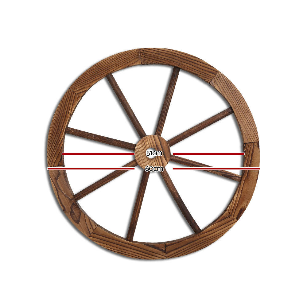 Gardeon Wooden Wagon Wheel Garden Decor 60cm Fir Wood Rustic