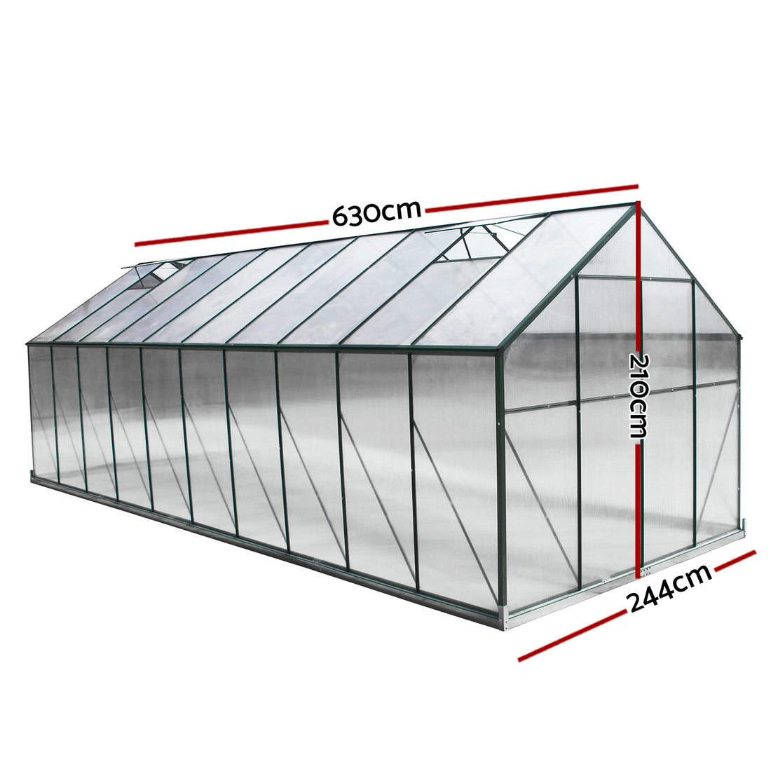 Green Fingers Aluminium Greenhouse Hinged Door UV-Resistant 32.28m³