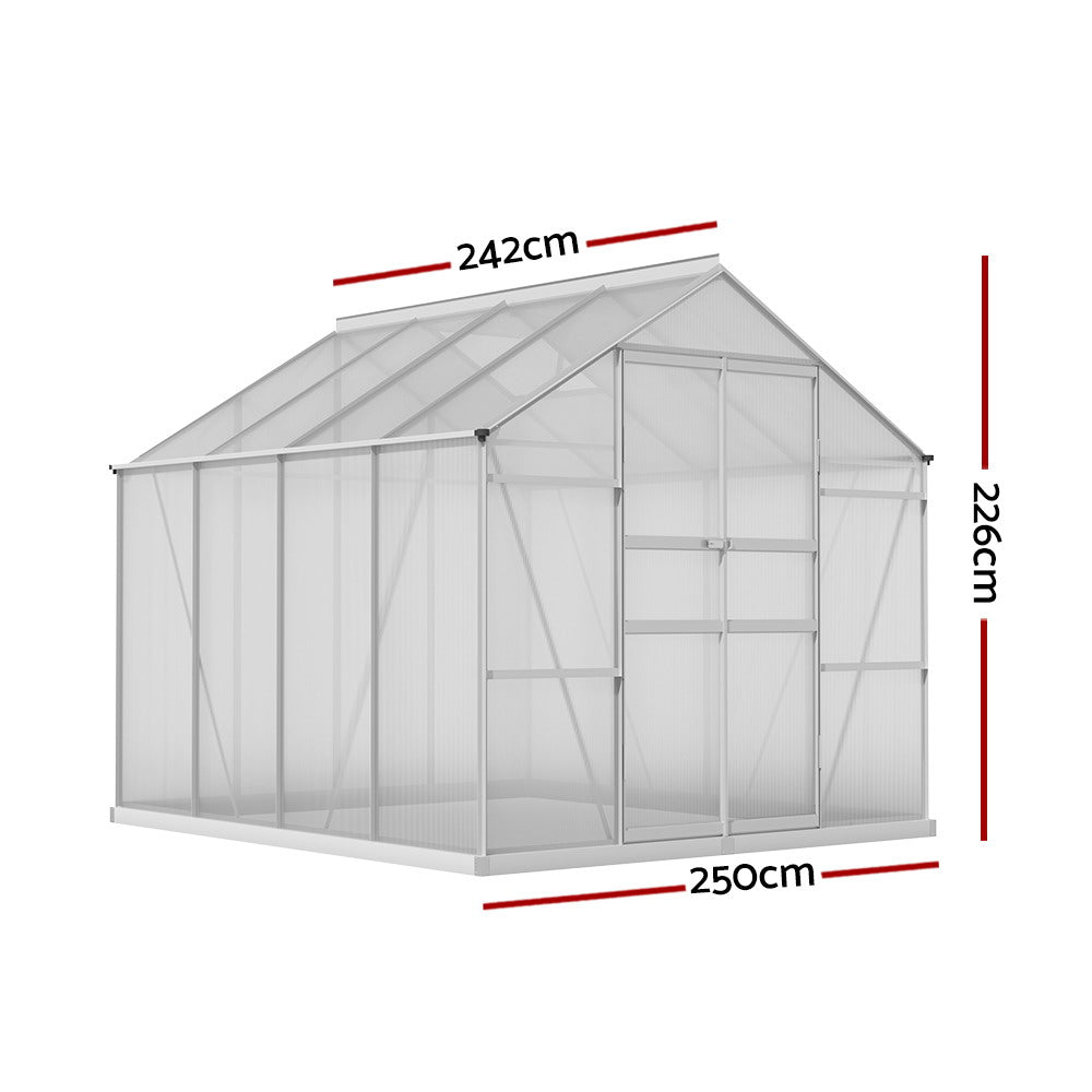 Green Fingers Aluminium Greenhouse Lockable Double Doors 13.56m³ UV-Resistant