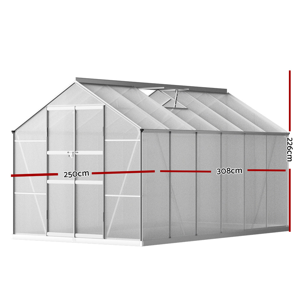 Green Fingers Aluminium Greenhouse with Lockable Double Doors 17.4m³