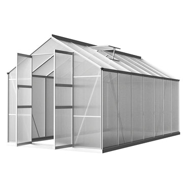 Green Fingers Aluminium Greenhouse 4.1x2.5M Double Doors Twin-Wall PC