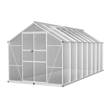 Green Fingers Aluminium Greenhouse 4.7x2.5M Double Doors Twin-Wall PC
