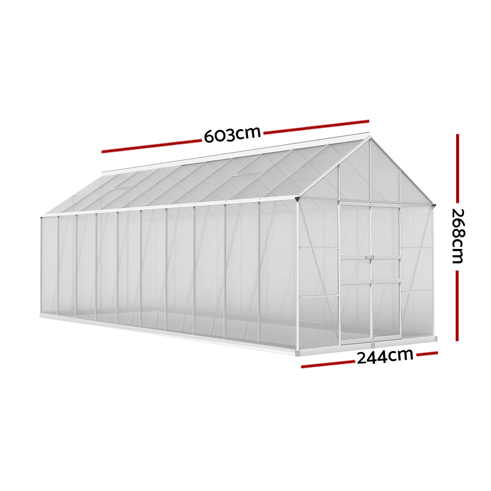 Green Fingers Aluminium Greenhouse Lockable Double Doors 39.43m³ 4mm UV-Resistant