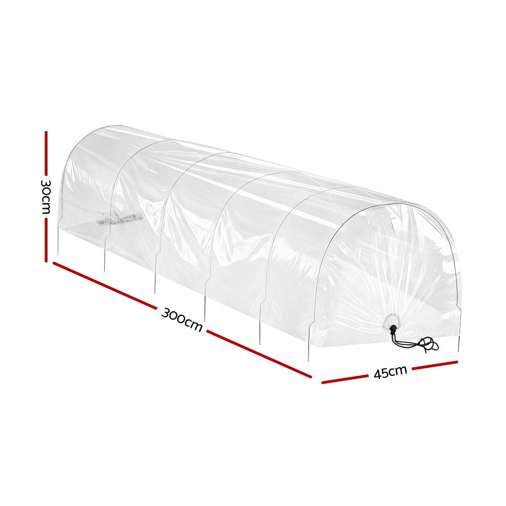Green Fingers Mini Greenhouse Tunnel Clear PVC 300cm Steel Wire Frame