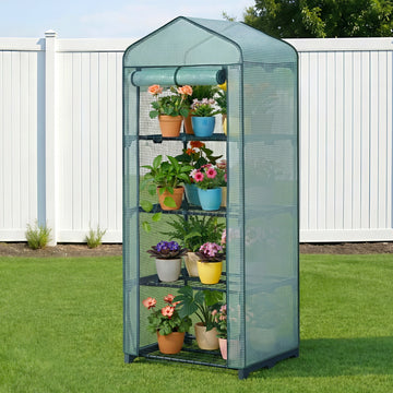 Green Fingers 4-Tier Mini Greenhouse with Shelves 160cm