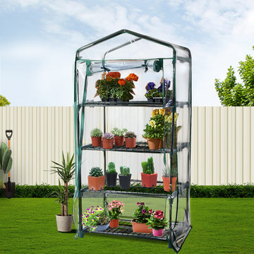 Green Fingers 4-Tier Mini Greenhouse for Year-Round Plant Growing PVC