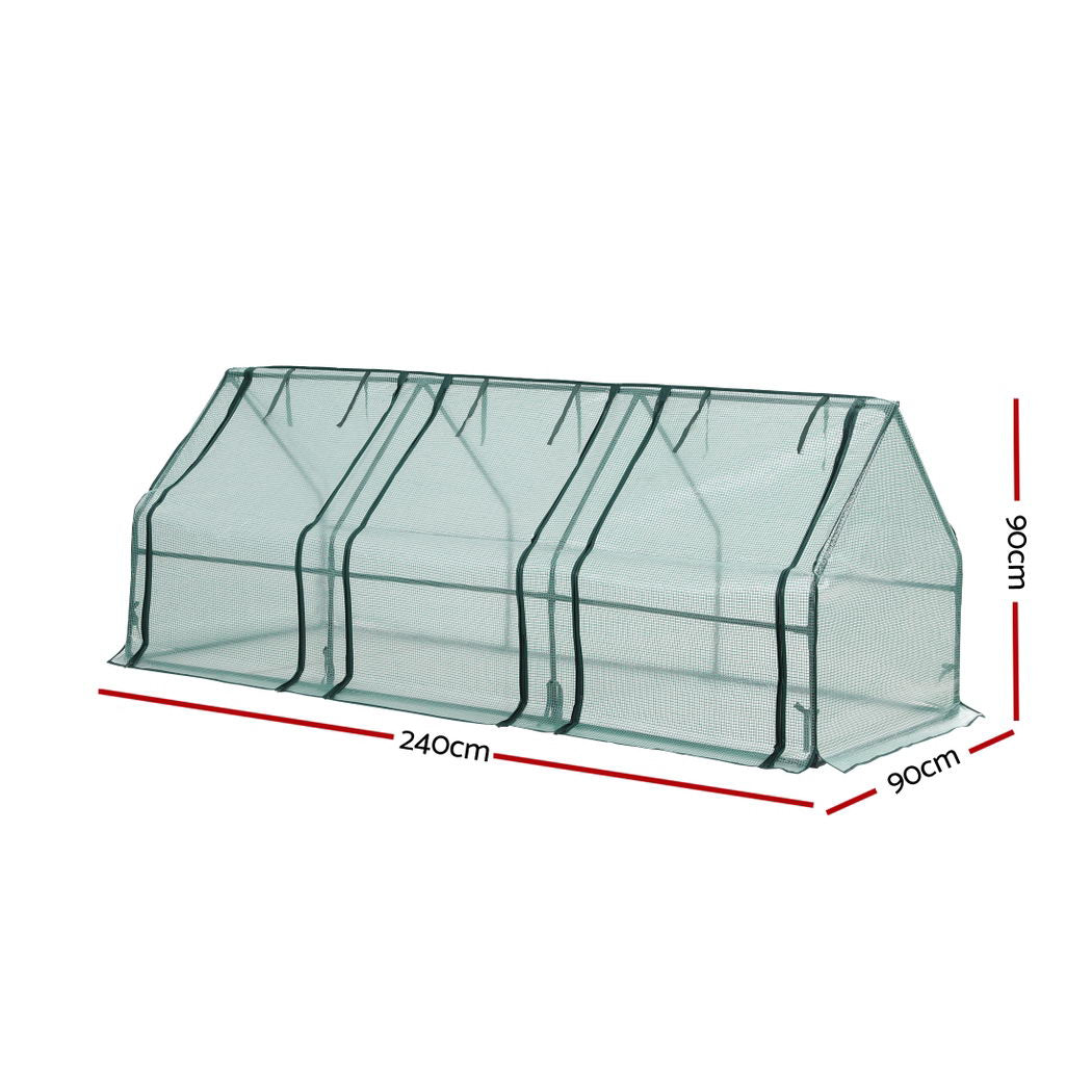 Green Fingers Mini Greenhouse with PE Cover Steel Frame 240cm