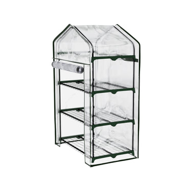 Green Fingers Mini Greenhouse 3-Tier with PVC Cover 128cm