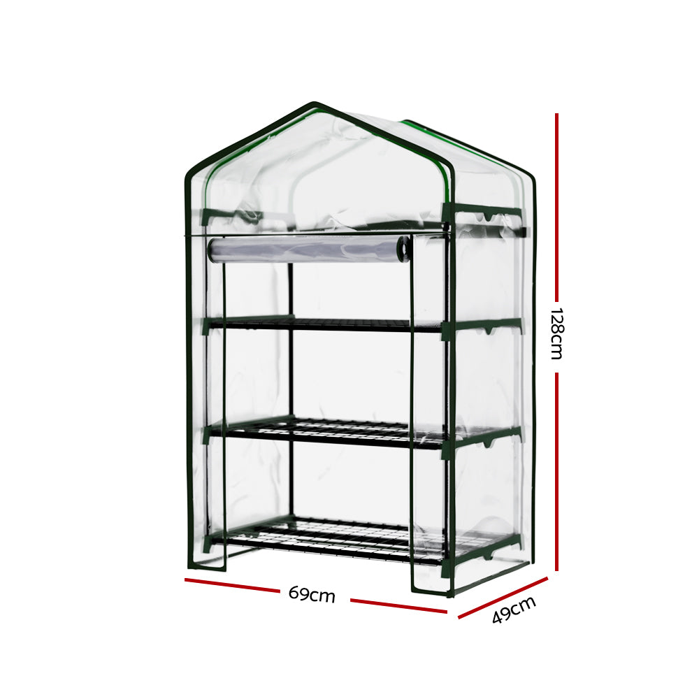 Green Fingers Mini Greenhouse 3-Tier with PVC Cover 128cm