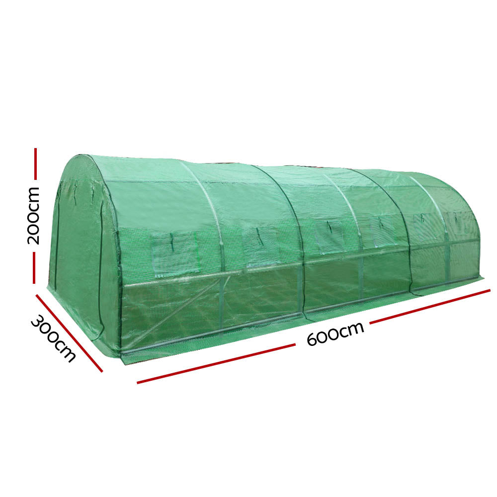 Green Fingers Walk-in Greenhouse 6x3M for Year-Round Growing PE Mesh