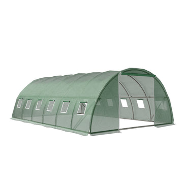 Green Fingers Walk-In Tunnel Greenhouse with Roll-Up Door 6x4x2m PE Cover