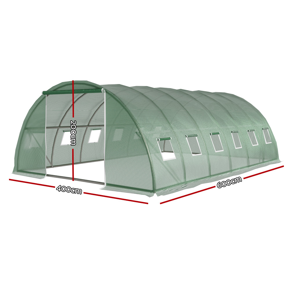 Green Fingers Walk-In Tunnel Greenhouse with Roll-Up Door 6x4x2m PE Cover