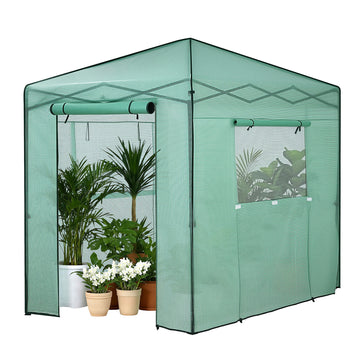 Green Fingers Walk-In Greenhouse Steel Frame PE Cover 180x240cm