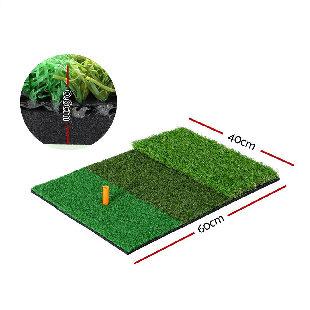 Everfit 3 in 1 Golf Hitting Mat Portable Turf Training Green 40x60cm