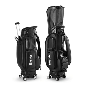 Everfit Rolling Golf Cart Bag with Club Organiser Black