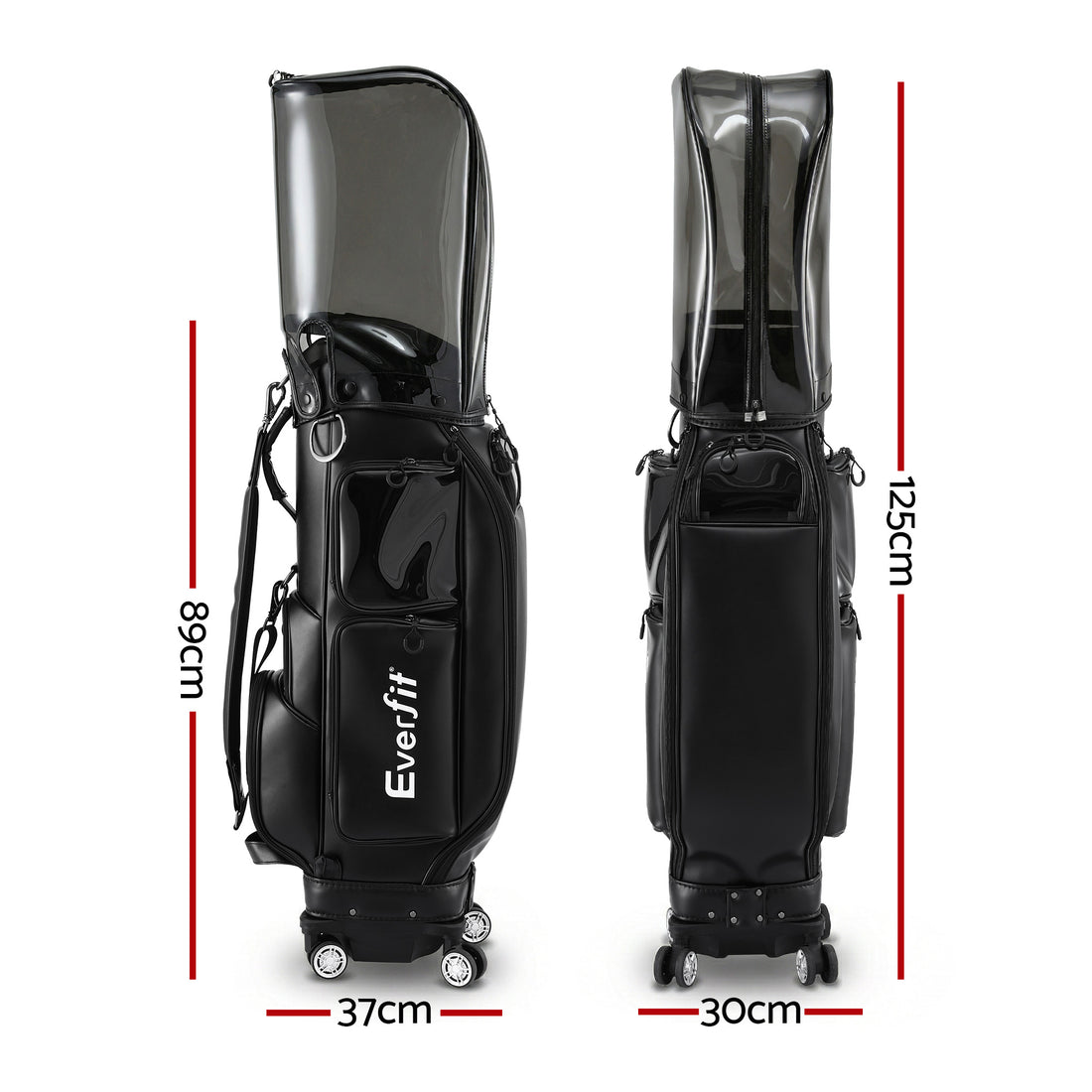 Everfit Rolling Golf Cart Bag with Club Organiser Black