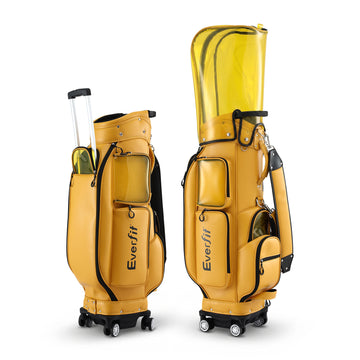 Everfit Rolling Golf Cart Bag with Club Organiser Yellow