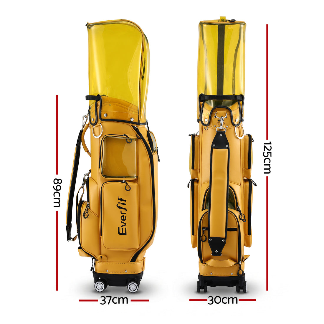 Everfit Rolling Golf Cart Bag with Club Organiser Yellow