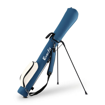 Everfit Lightweight Golf Stand Bag Blue Microfiber Leather With Insulated Pocket 126cm