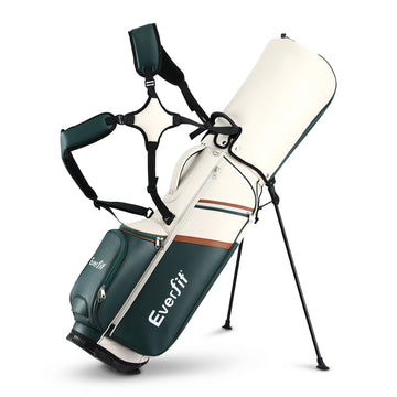 Everfit Lightweight Golf Carry Bag with Dual Strap and Club Divider Green White