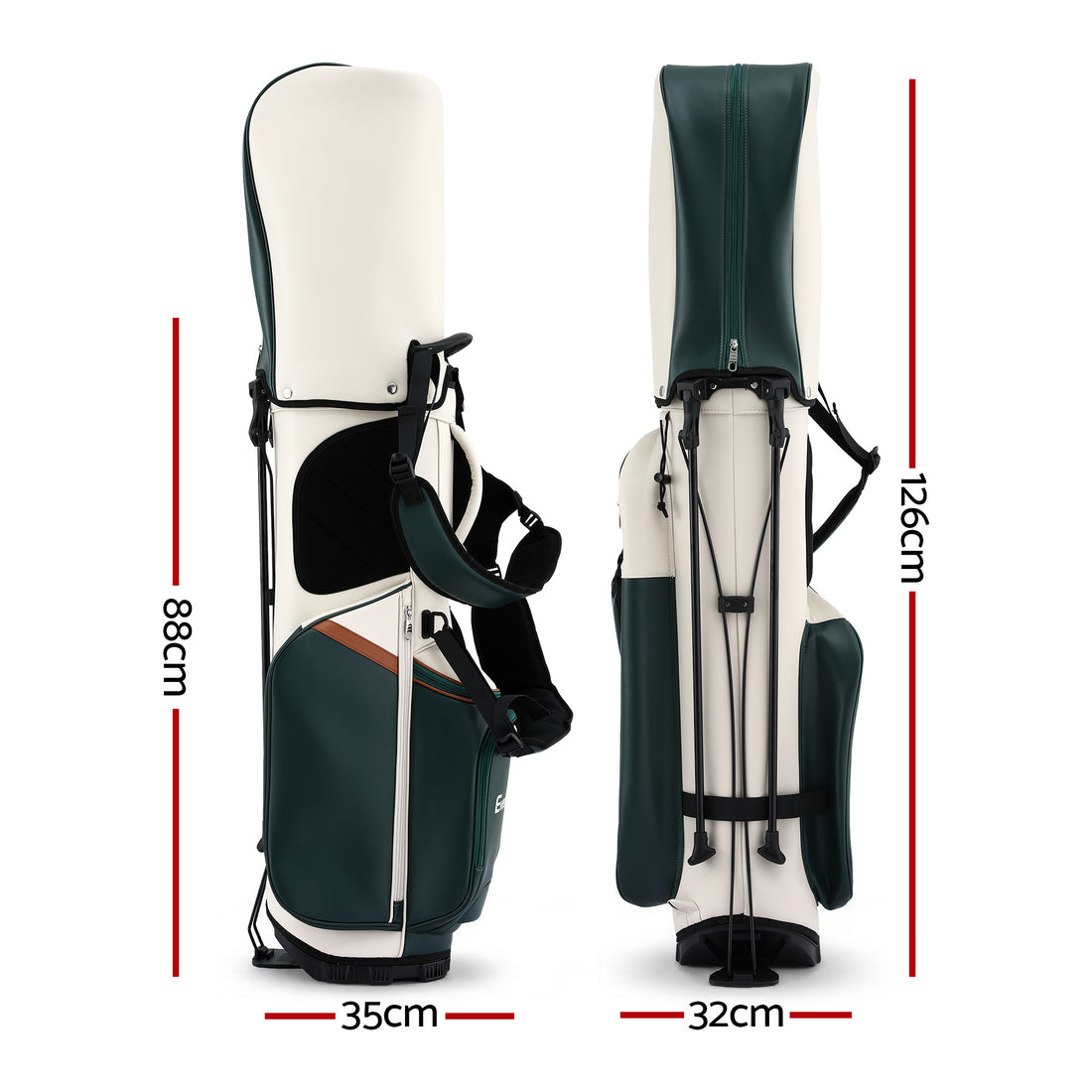 Everfit Lightweight Golf Carry Bag with Dual Strap and Club Divider Green White
