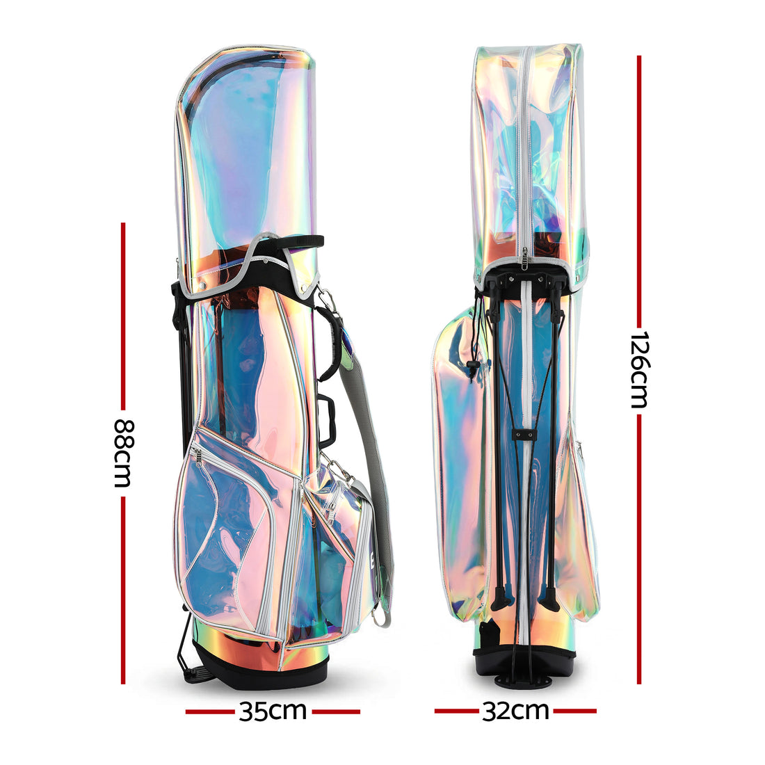 Everfit Lightweight Golf Carry Bag with Dual Strap and Club Divider Holographic