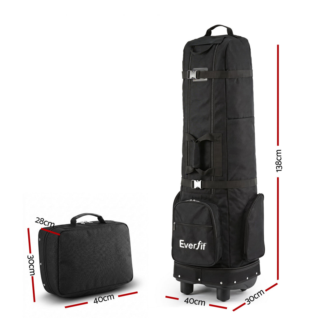 Everfit Portable Golf Club Travel Bag Foldable 900D With Roller Wheels 138cm