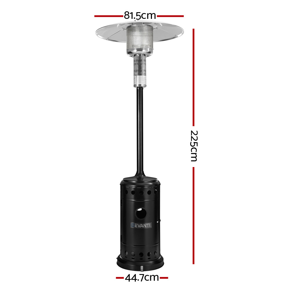 Devanti Gas Patio Heater 13.5kW Black Stainless Steel