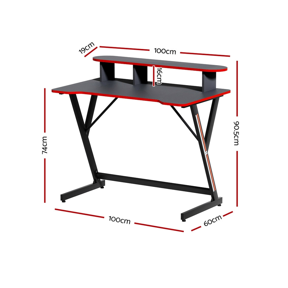 Artiss Gaming Desk Two-Tier 100cm Black