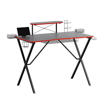 Artiss Gaming Desk Two Tier X-Frame Black