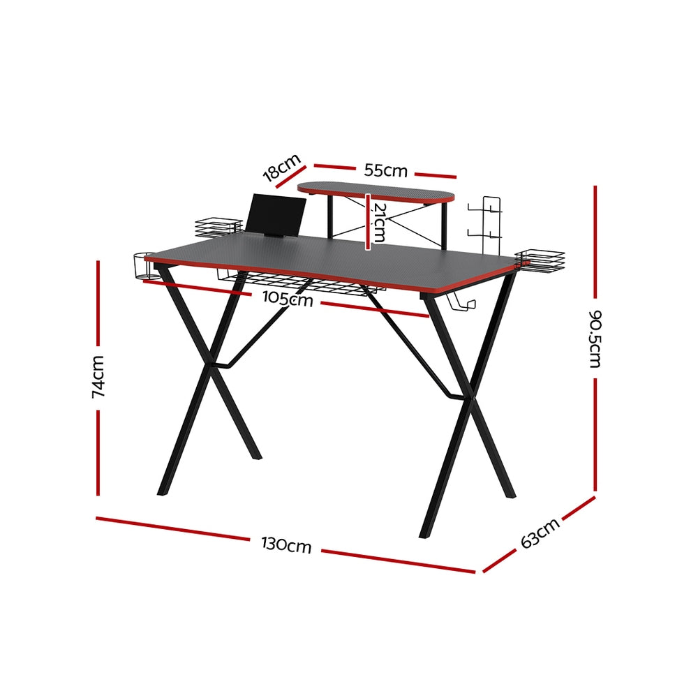Artiss Gaming Desk Two Tier X-Frame Black