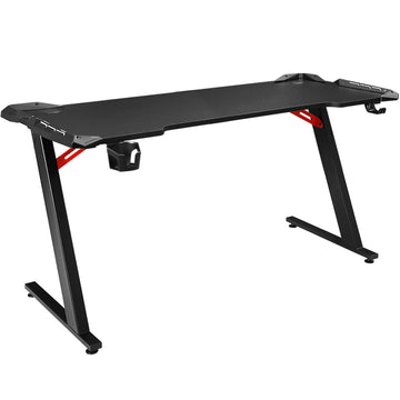 Artiss Gaming Desk with RGB LED Lights Cup Holder 140cm Black