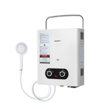 Devanti Portable LPG Gas Water Heater with Shower Head White