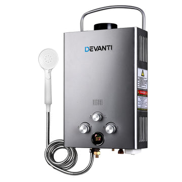 Devanti Portable Camping Gas Shower Hot Water System Grey