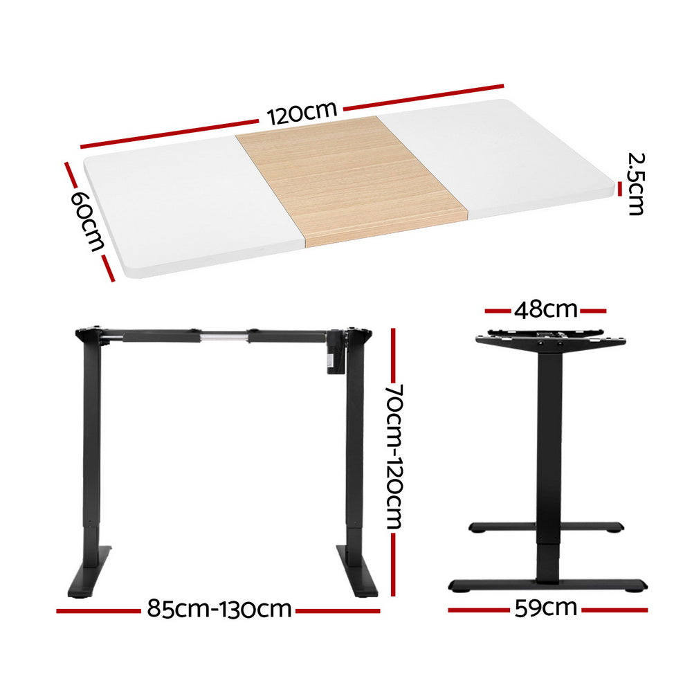 Artiss Motorised Standing Desk Black Dual Motor Height Adjustable 120CM