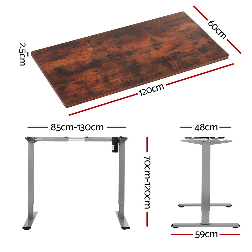 Artiss Standing Desk Electric Height Adjustable 120cm Brown