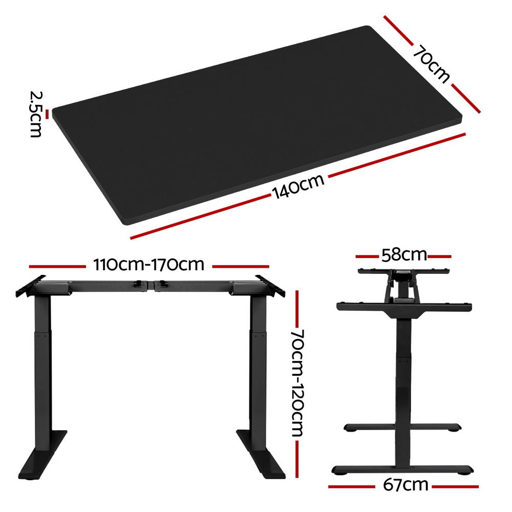 Artiss Electric Standing Desk Dual Motor Height Adjustable 140cm Black
