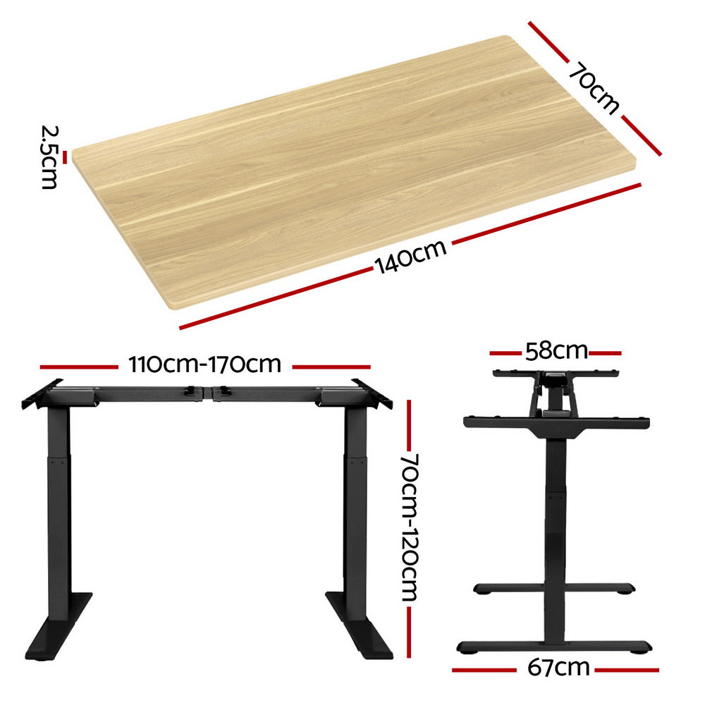 Artiss Electric Standing Desk Height Adjustable 140cm Oak