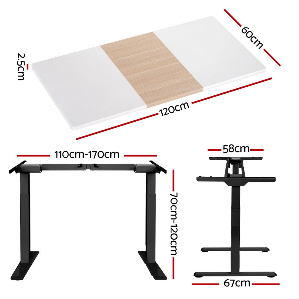 Artiss Electric Standing Desk Dual Motor Sit to Stand 120CM Black
