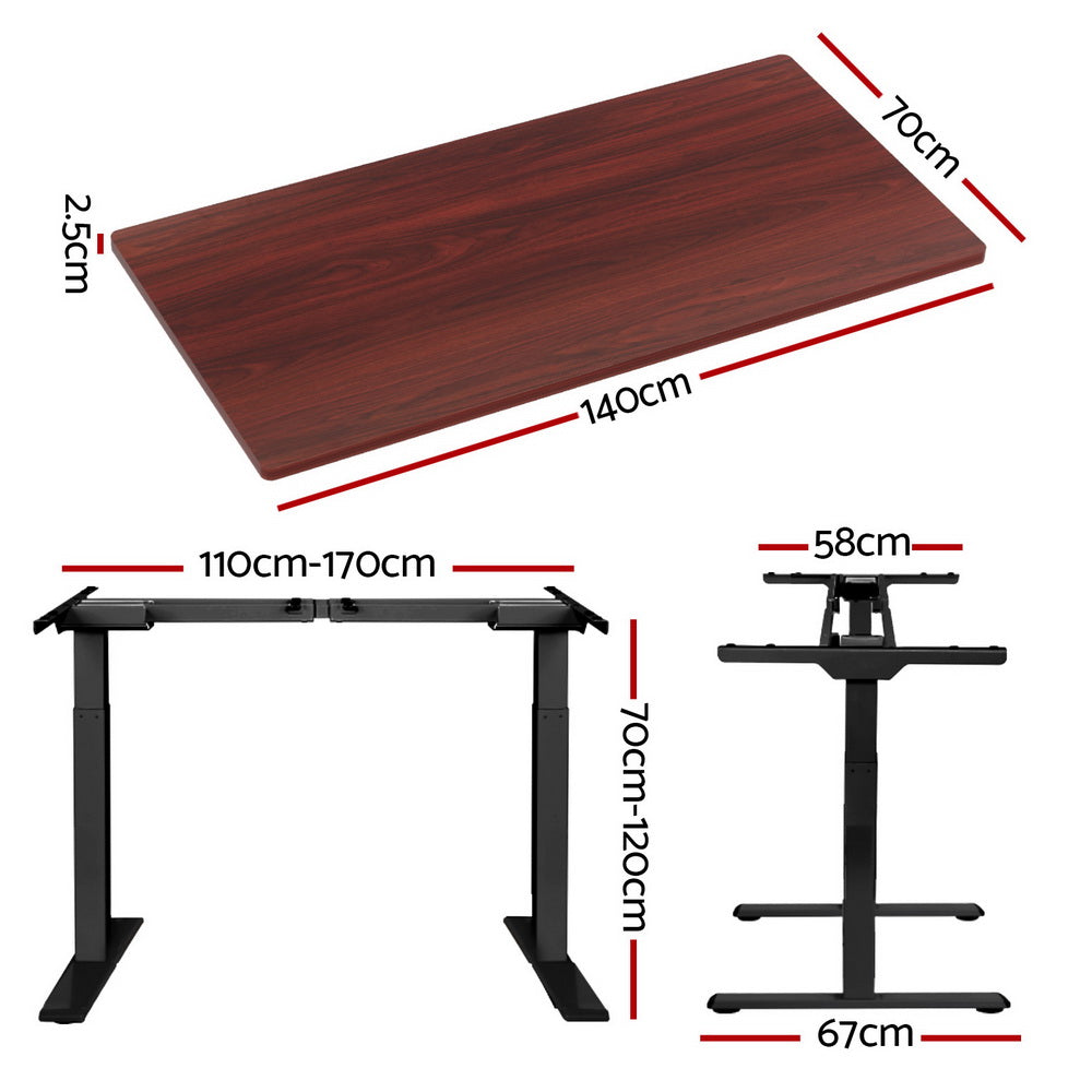 Artiss Standing Desk Dual Motor Walnut 140CM