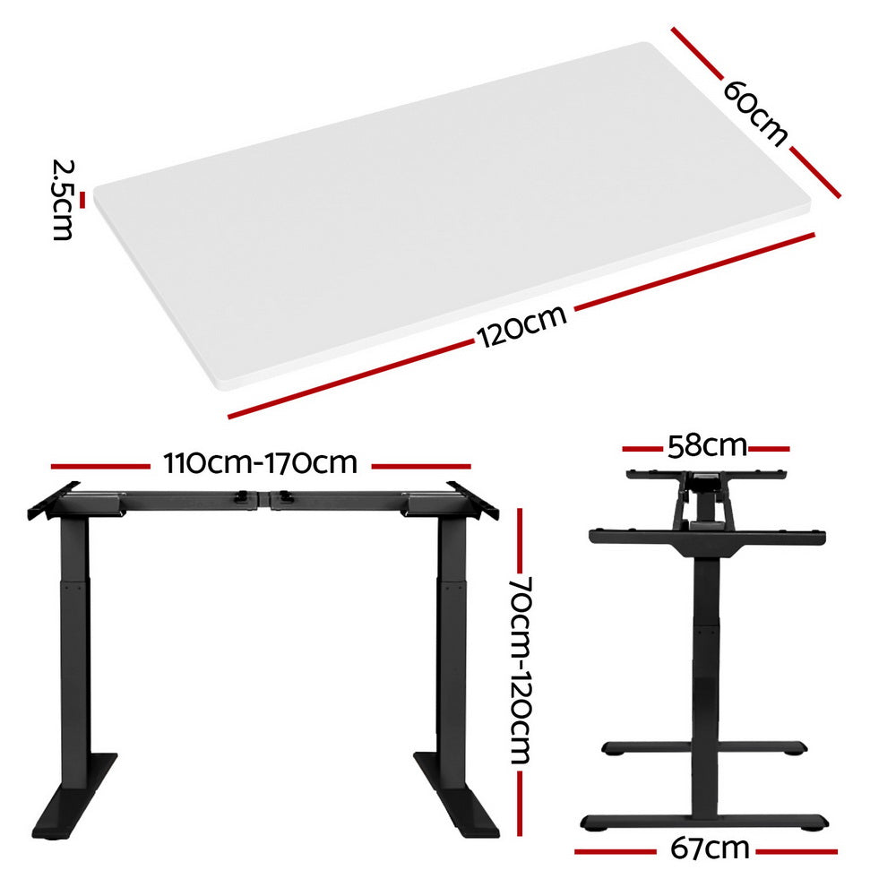Artiss Motorised Standing Desk White 120cm Dual Motor Height Adjustable