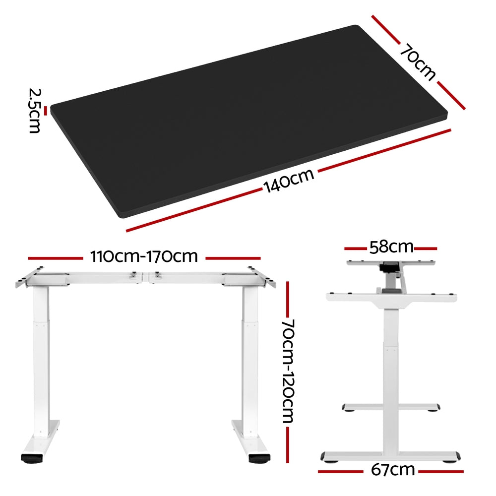 Artiss Electric Standing Desk Height Adjustable Dual Motor 140cm Black