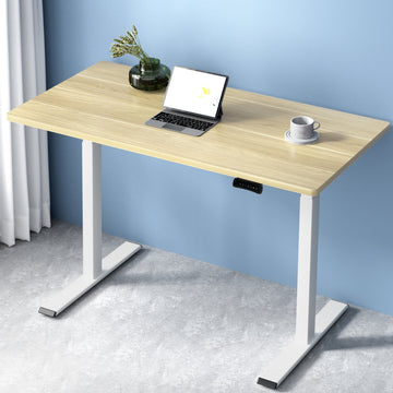 Artiss Motorised Standing Desk Dual Motor 120cm White Oak